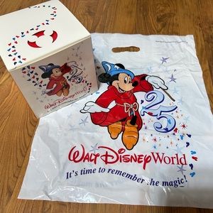 Disney World Park Souvenir plastic bag and paper box 25 year celebration 1996